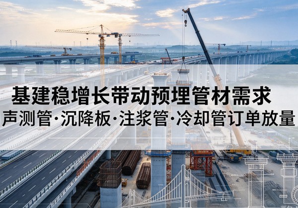 南京基建稳增长带动预埋监测管材需求，声测管、沉降板、注浆管订单持续放量